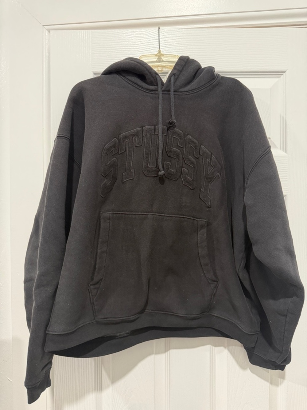 Stussy Black Embroidered Logo Pullover Hoodie